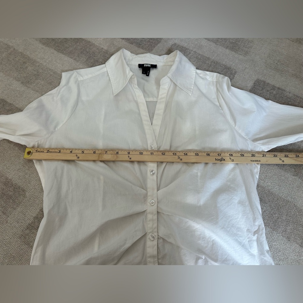 PAIGE Women’s Alera Pleated Button Down Shirt in White (Size L) - Picture 10 of 11